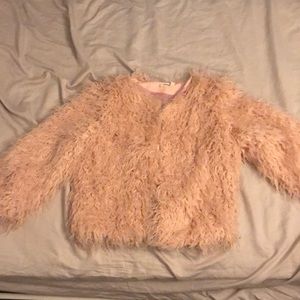 M/L fuzzy pink jacket Youth size, worn twice